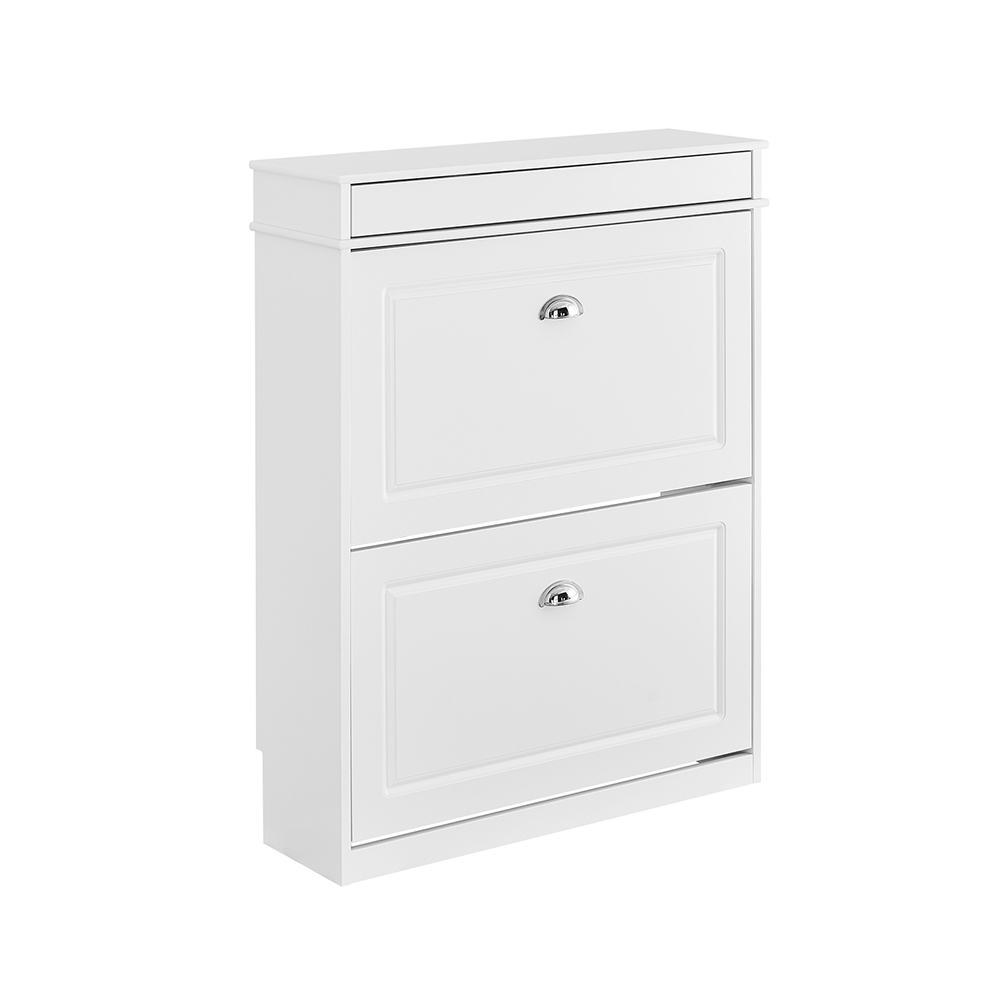 Image of SoBuy Scarpiera Salvaspazio Slim Mobiletto da Ingresso con 2 Ante a Ribalta Armadio Portascarpe Scarpiera Moderna per Ingresso Corridoio o Camera 75x24x96cm Bianco FSR78-L-W