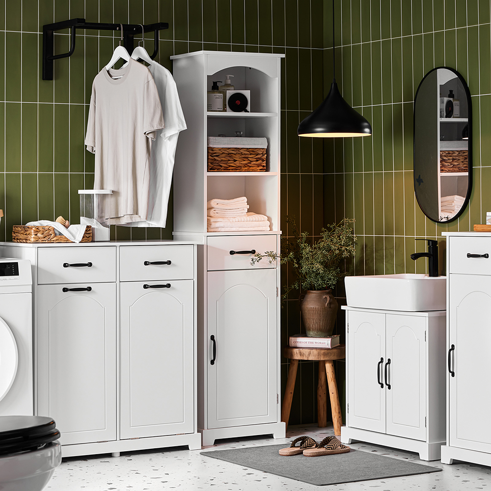 Sobuy Mobiletto Bagno Salvaspazio Bianco Con Ceste-image