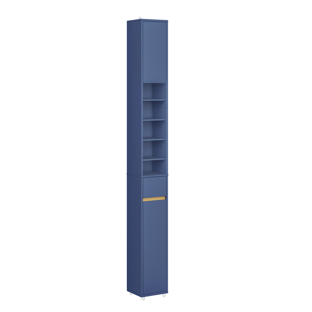 Image of SoBuy Colonna Bagno Stretta – Mobile Bagno Idrorepellente, Alto con Ripiani Regolabili e Cassetto – Armadietto Salvaspazio, MDF, Blu scuro, 20x180x20cm, BZR34-II-B
