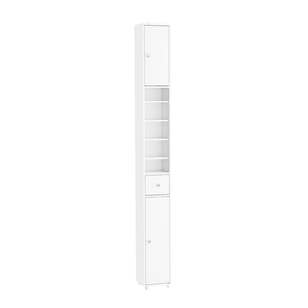 Image of SoBuy BZR34-II-W Colonna Bagno Stretta - Mobile Bagno Idrorepellente, Alto con Ripiani Regolabili e Cassetto - Armadietto Salvaspazio, MDF, Bianco, 20x180x20c
