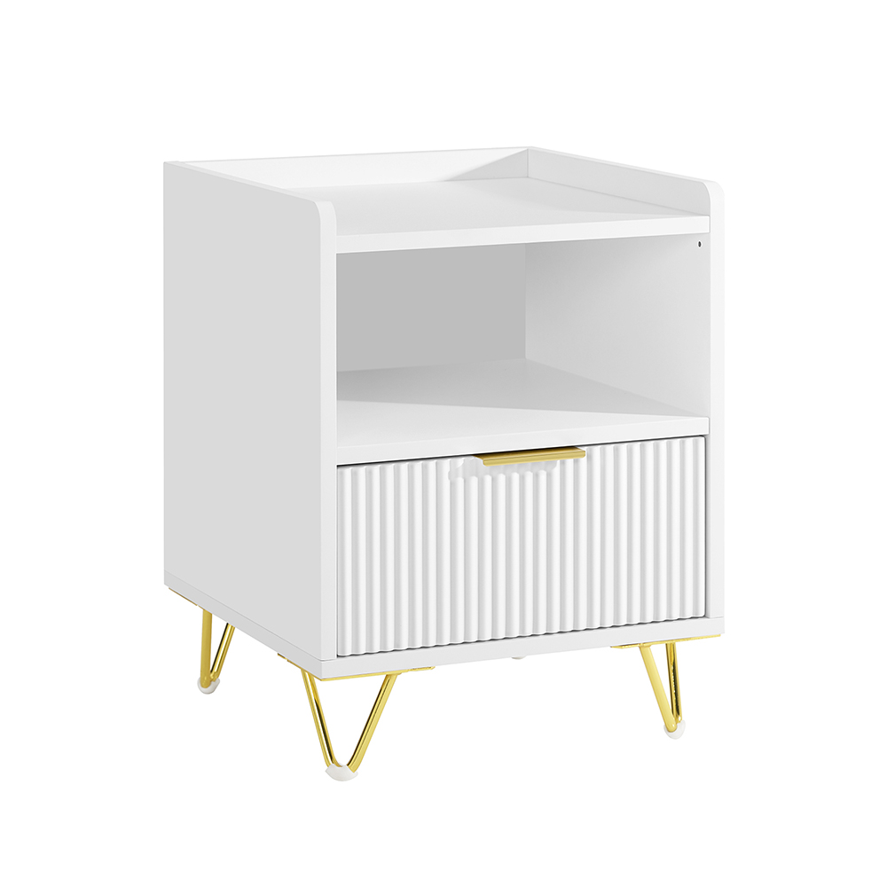 Image of SoBuy Comodino, Comodino con cassetto e ripiano, Tavolino moderno per camera da letto e soggiorno, Bianco L40 x P40 x A51 cm FBT169-W