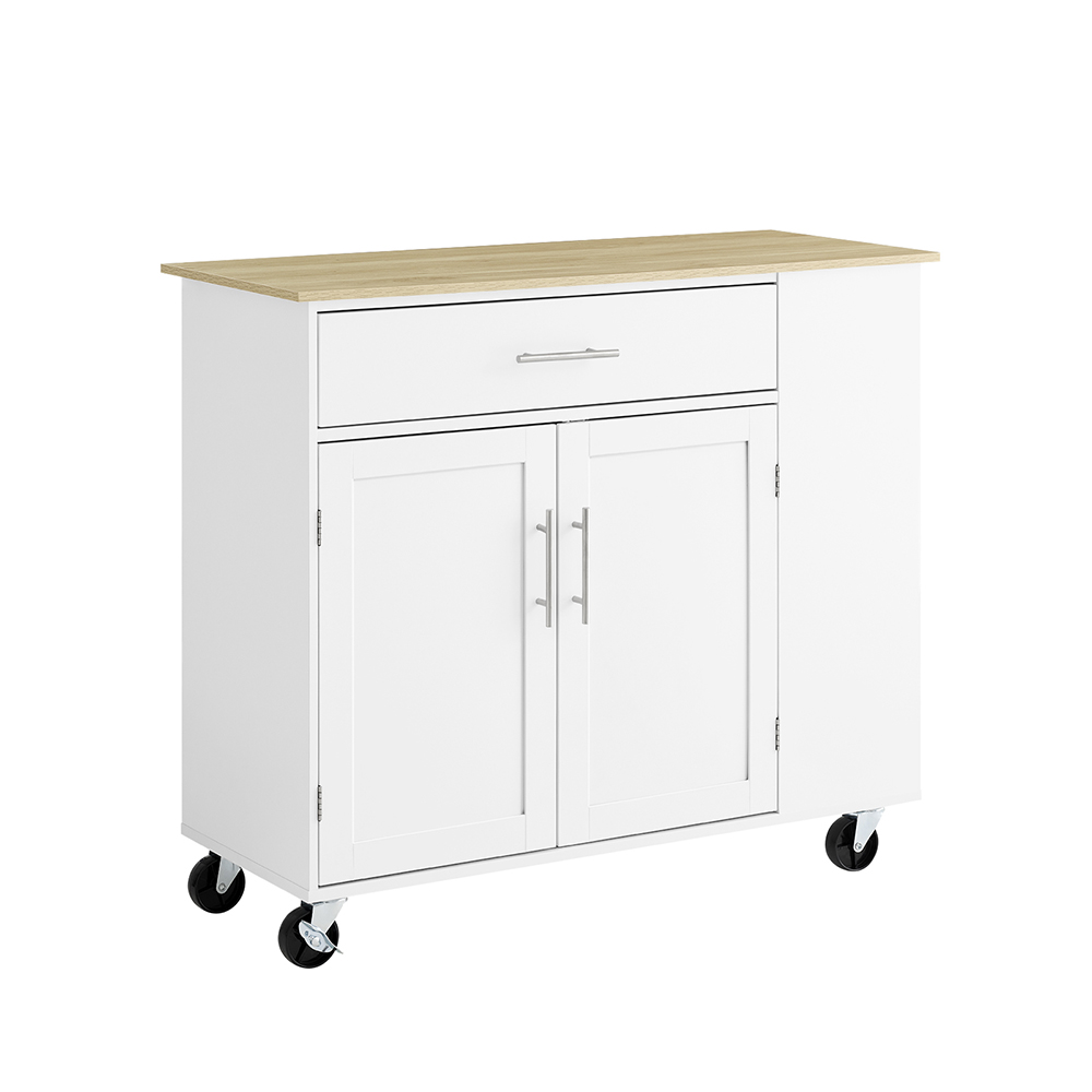Image of SoBuy Isola Cucina con Ruote – Carrello Cucina Salvaspazio con Cassetto e Ripiano Regolabile – Mobiletto Cucina con Piano di Lavoro, da Pranzo o per Penisola Cucina, Bianco 99x40x85 cm FKW133-WN