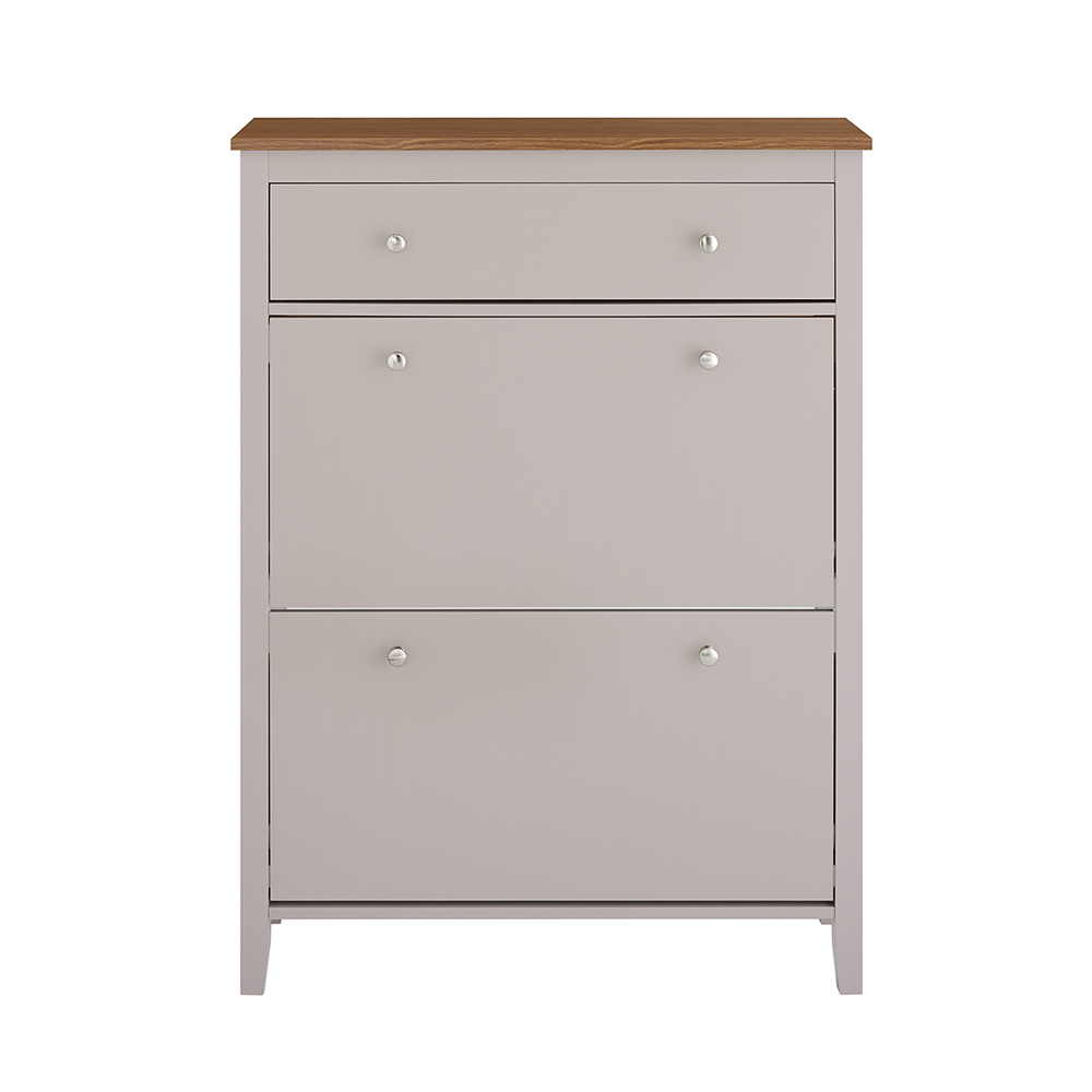 Image of SoBuy Scarpiera Salvaspazio Slim Ingresso - Mobile Scarpiera con Cassetto e 2 Ante a Ribalta per 12 Paia - Design Nordico in Legno, Facile Montaggio, 78x24x108 cm, Marrone Chiaro, FSR89-KA