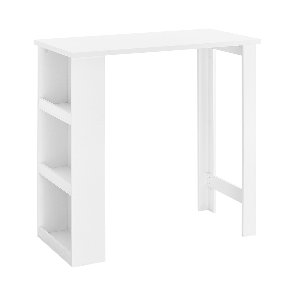 Image of SoBuy Tavolo Alto da Cucina, Tavolo da Bar Moderno con Ripiani di Stoccaggio, Design Salvaspazio per Cucina Piccola, Soggiorno, Angolo Bar o Studio Bianco 112 x 57 x 106 cm FWT17-II-W
