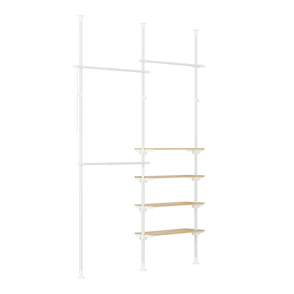 Image of SoBuy Appendiabiti Telescopico, Stand Robusto, Armadio Aperto Regolabile con Ripiani & Barre Appendiabiti, Bianco KLS17-WN